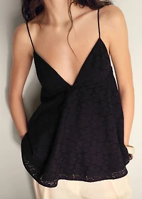 V-neck embroidered top