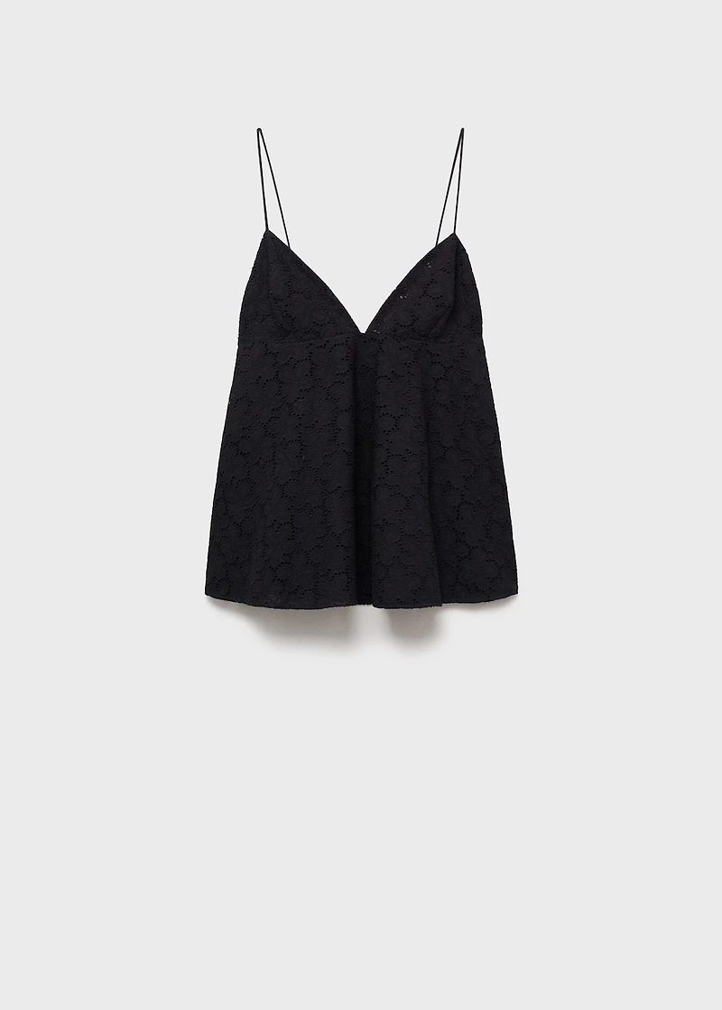 V-neck embroidered top