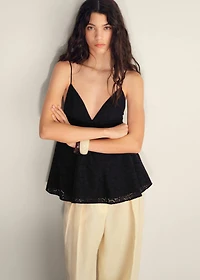 V-neck embroidered top