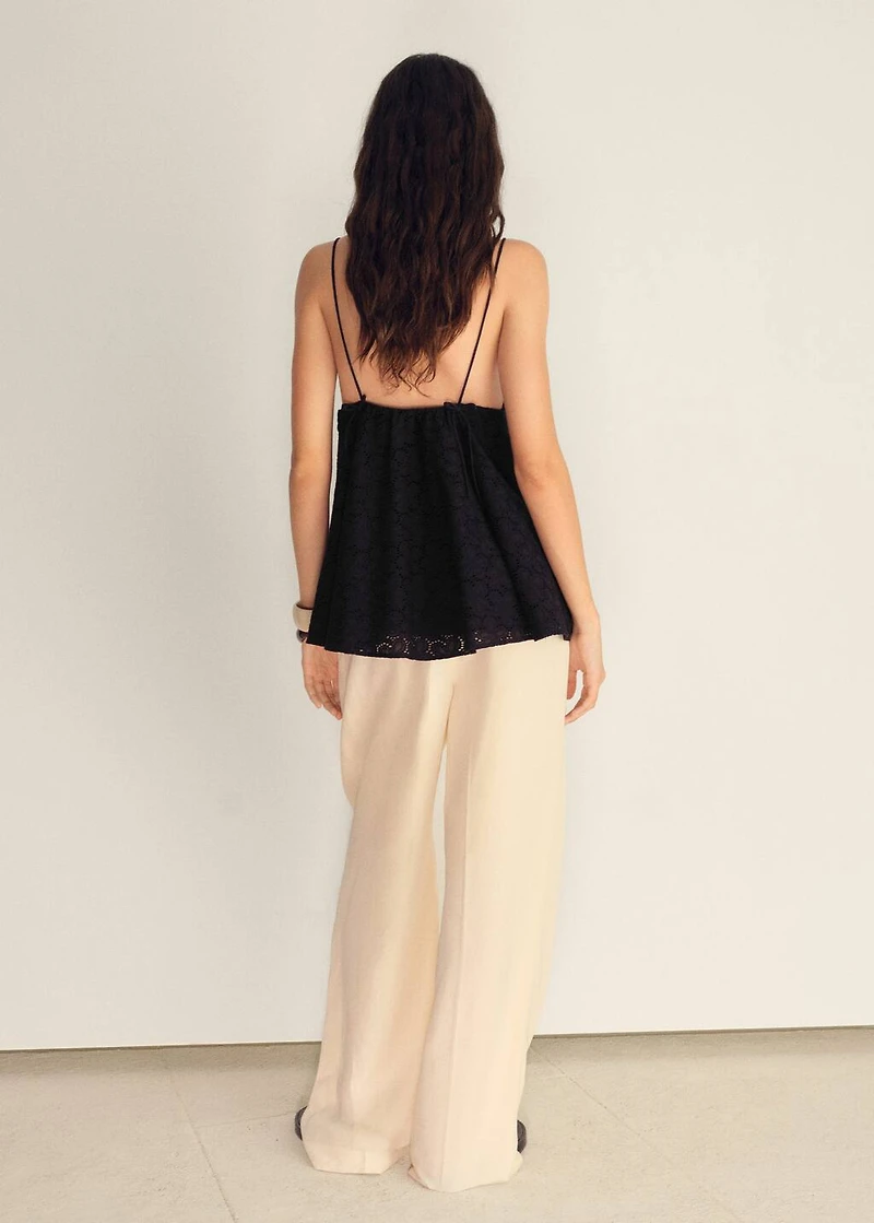 V-neck embroidered top