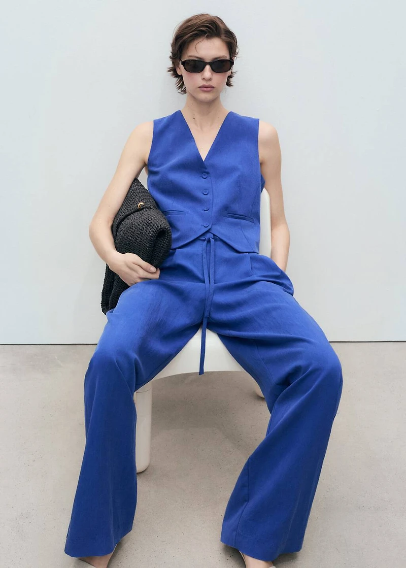 Lyocell suit pants with bow belt