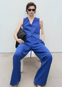 Lyocell suit pants with bow belt