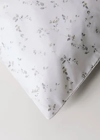 Percale cotton floral and fine-stripe reversible duvet cover for / cm bed