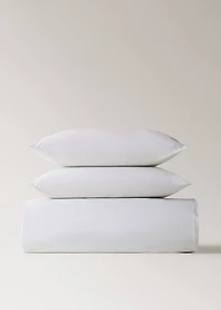 Percale cotton floral and fine-stripe reversible duvet cover for / cm bed