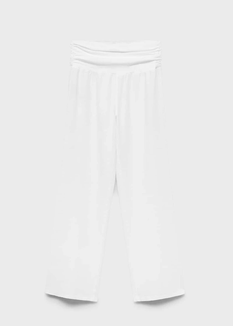 Linen pants with draped waist