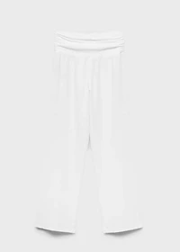 Linen pants with draped waist