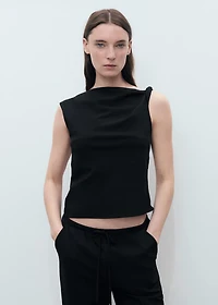 Asymmetrical draped top with straps