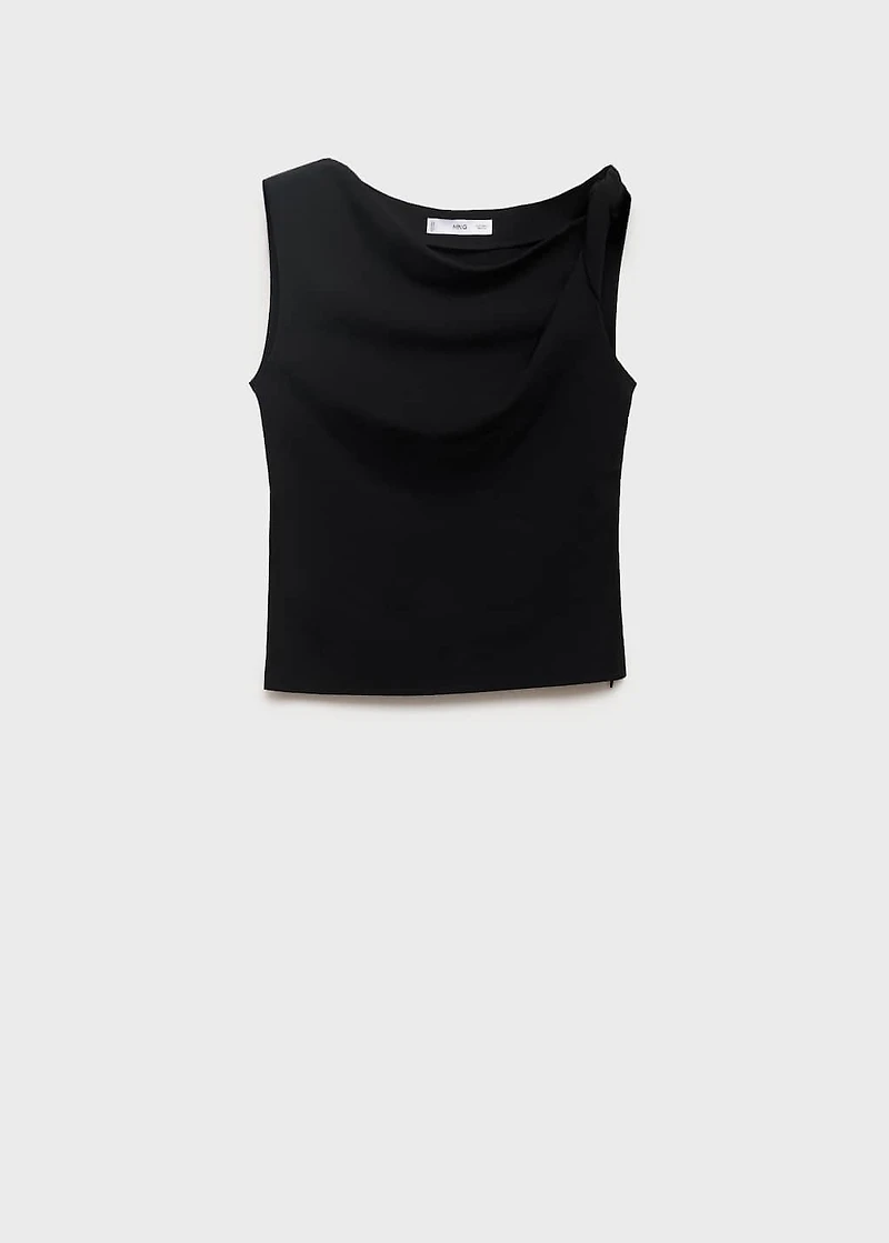 Asymmetrical draped top with straps