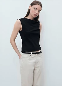 Asymmetrical draped top with straps