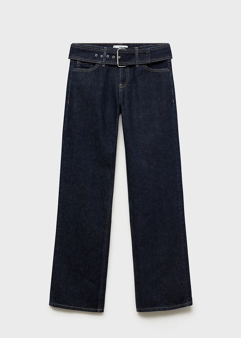 Low-rise straight jeans with belt