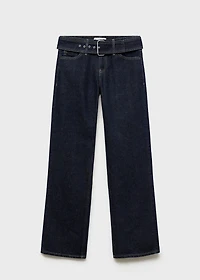 Low-rise straight jeans with belt