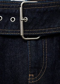 Low-rise straight jeans with belt