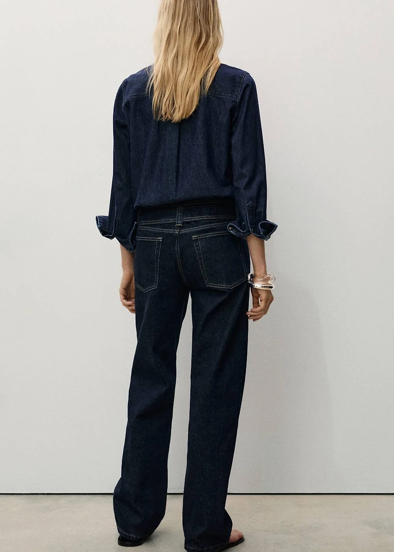 Low-rise straight jeans with belt