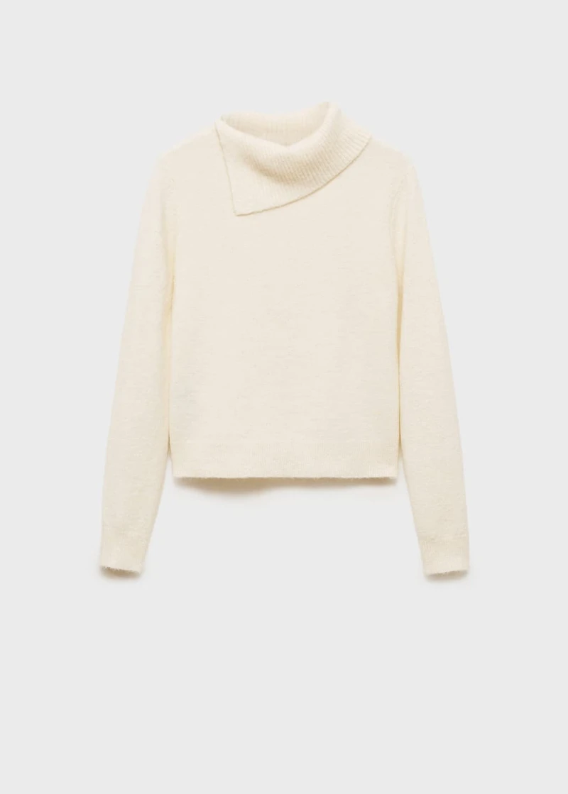 Sweater with wraparound lapel neck