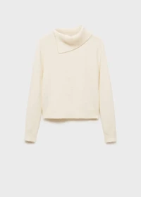 Sweater with wraparound lapel neck