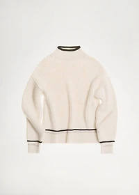 Perkins-neck sweater with contrasting details