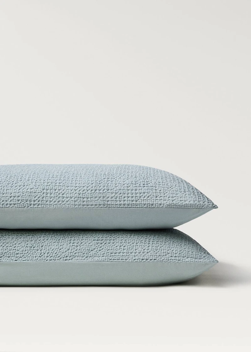 Two cotton waffle percale pillowcases 50x75 cm