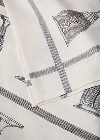 Linen-cotton tablecloth with glasses print for 8 to 10 diners