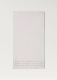 Washbasin towel with waffle trim and fringe