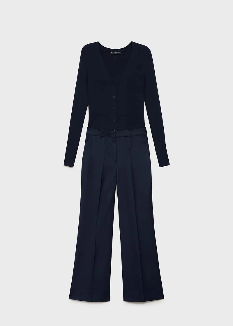 Contrast-bodice long jumpsuit