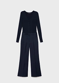 Contrast-bodice long jumpsuit