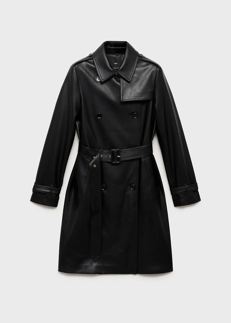Leather-effect trench coat