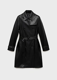Leather-effect trench coat