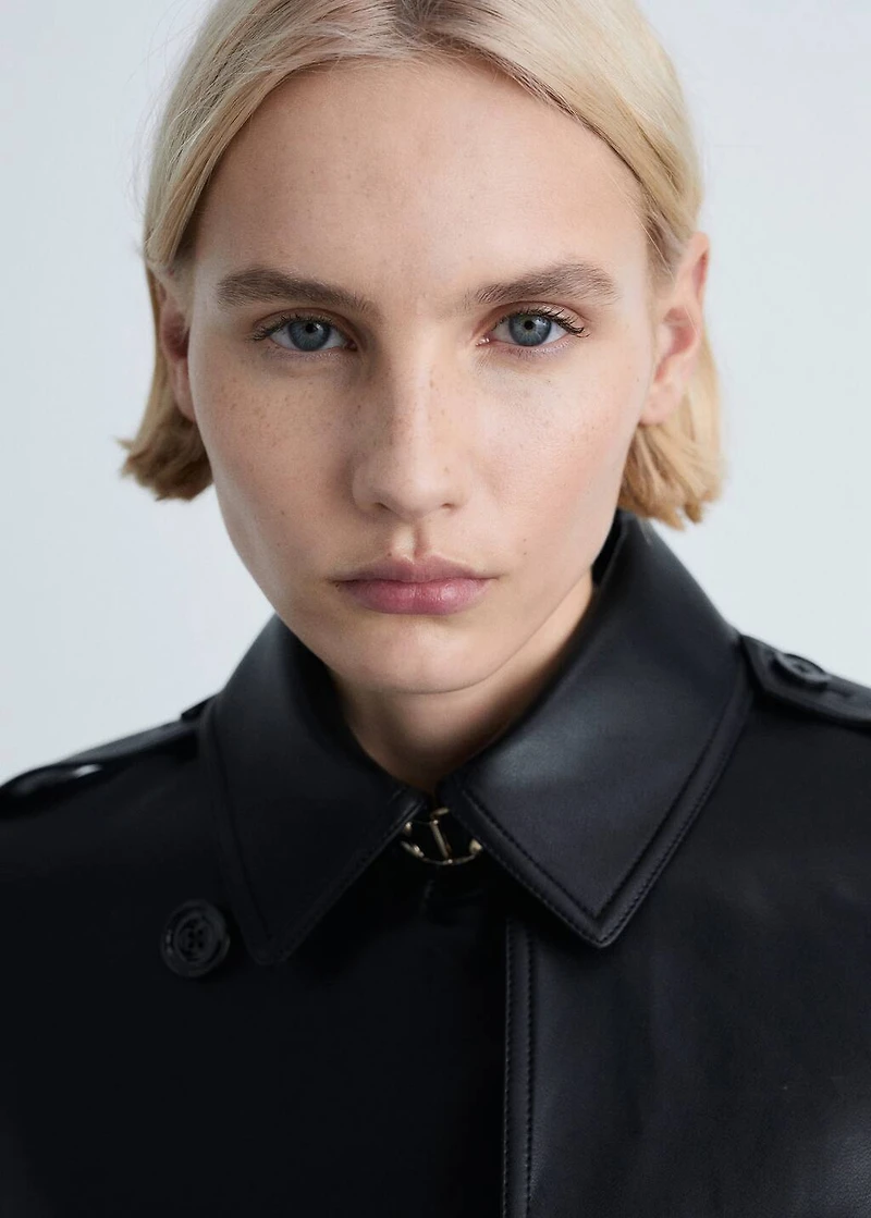 Leather-effect trench coat