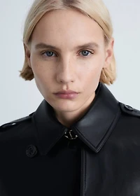 Leather-effect trench coat