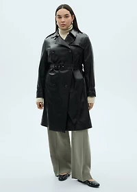 Leather-effect trench coat