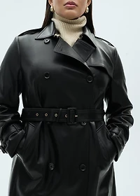Leather-effect trench coat