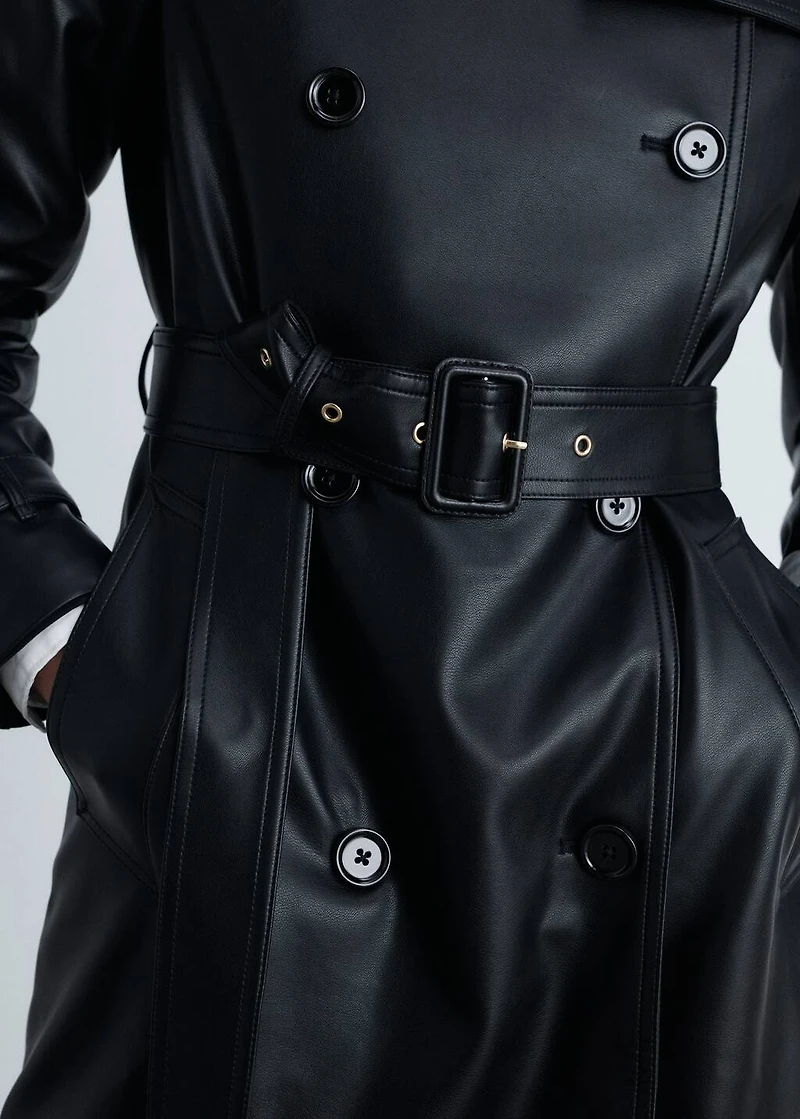 Leather-effect trench coat