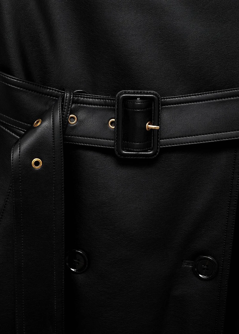 Leather-effect trench coat