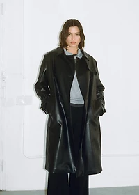 Leather-effect trench coat