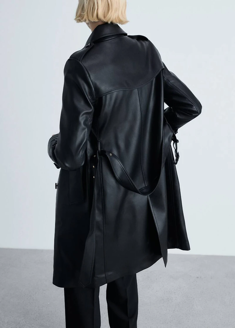 Leather-effect trench coat