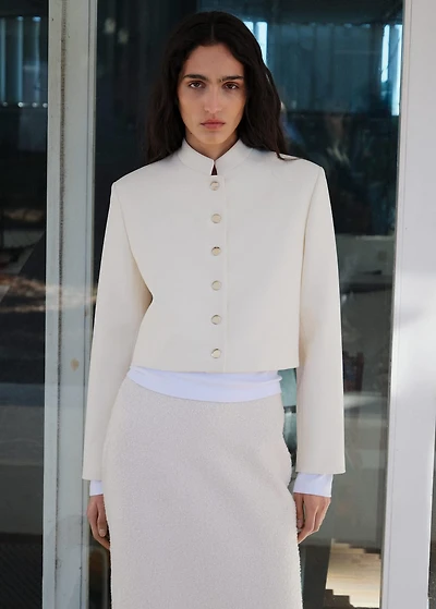 Strip-neck cropped jacket