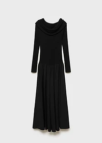 Off-the-shoulder dress combined fabric