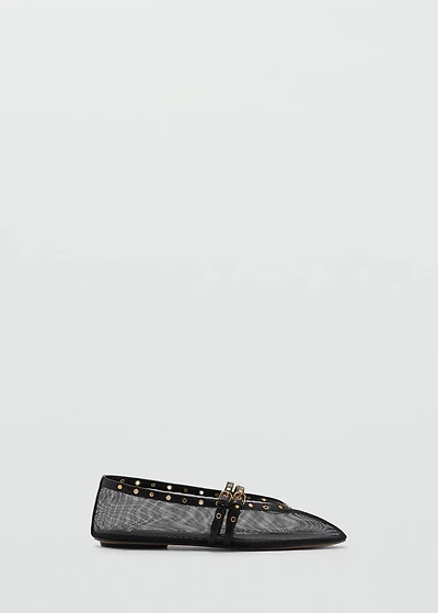 Mesh ballet flats with die-cut details