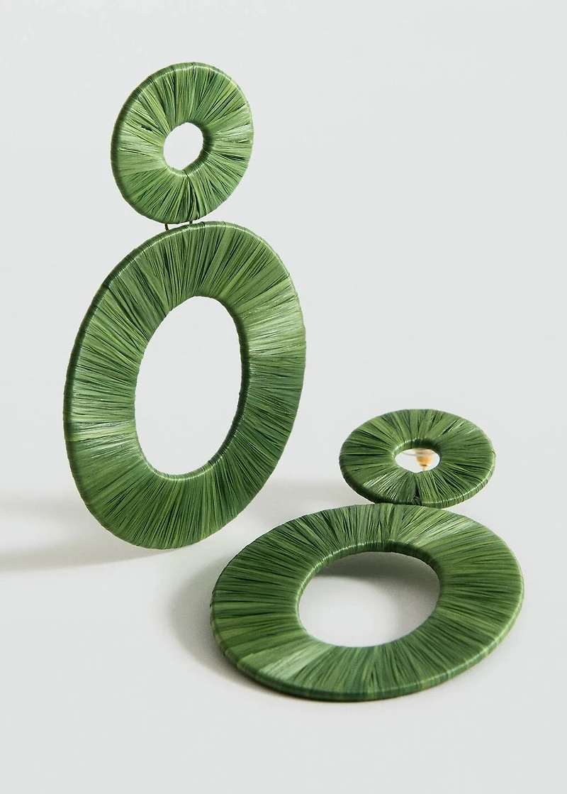 Natural fiber circular-design earrings