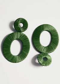 Natural fiber circular-design earrings