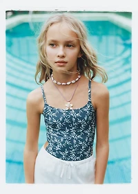 Leaf-print swimsuit