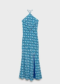 Halter-neck printed dress