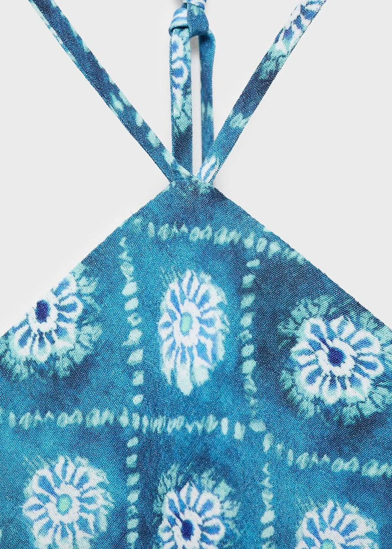 Halter-neck printed dress