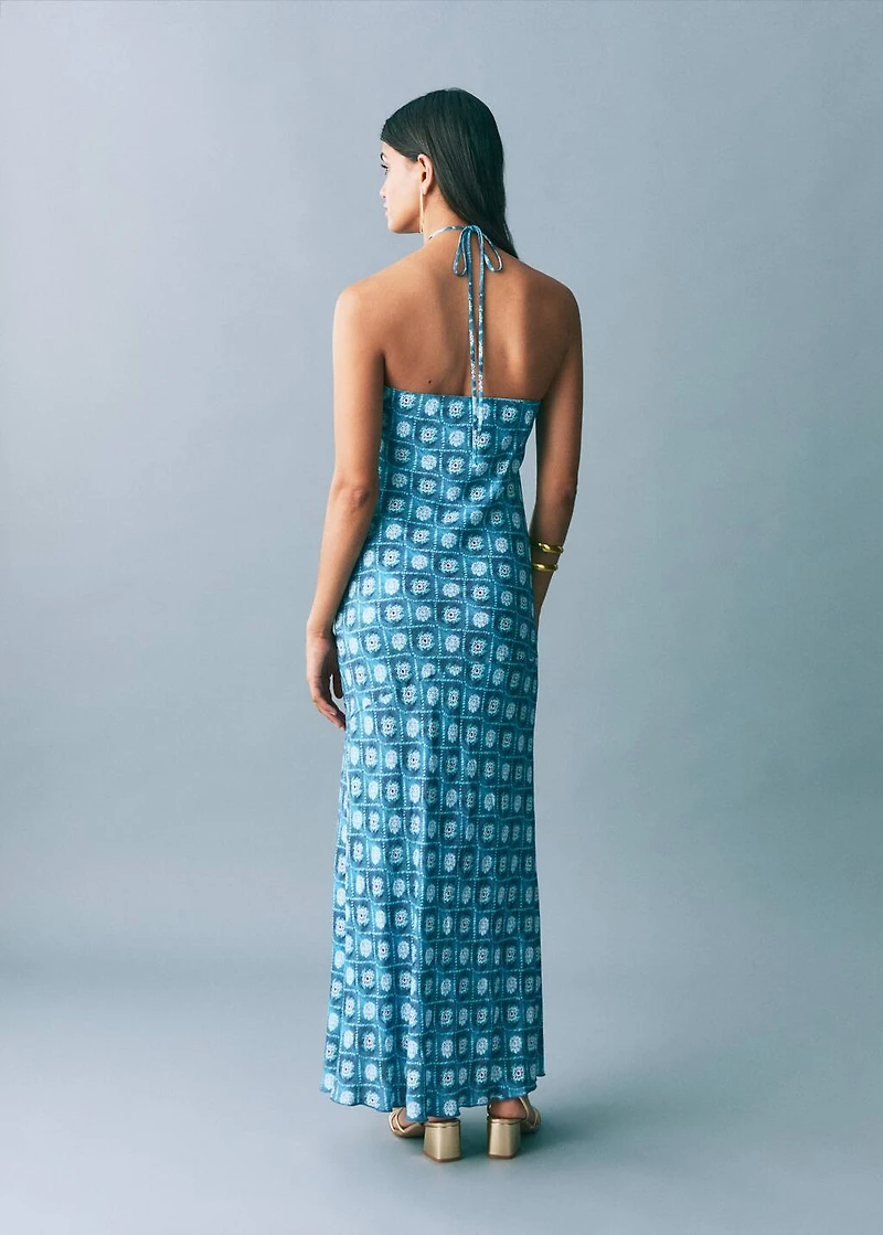 Halter-neck printed dress