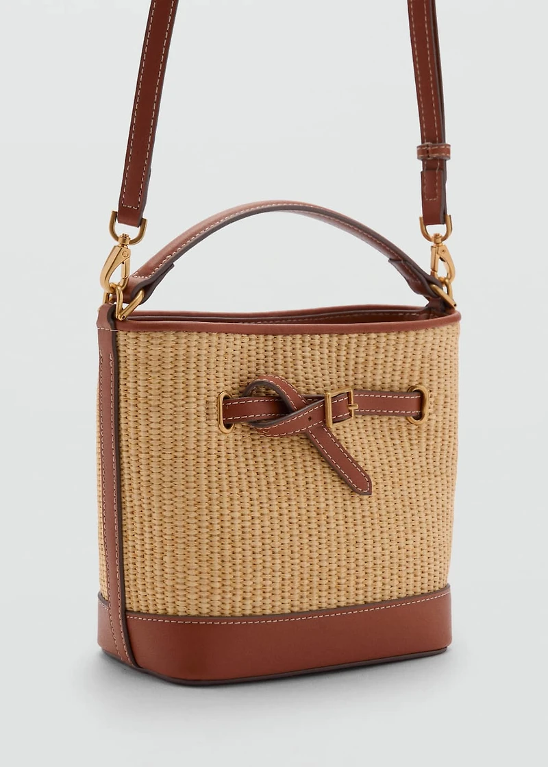 Raffia-effect bucket bag