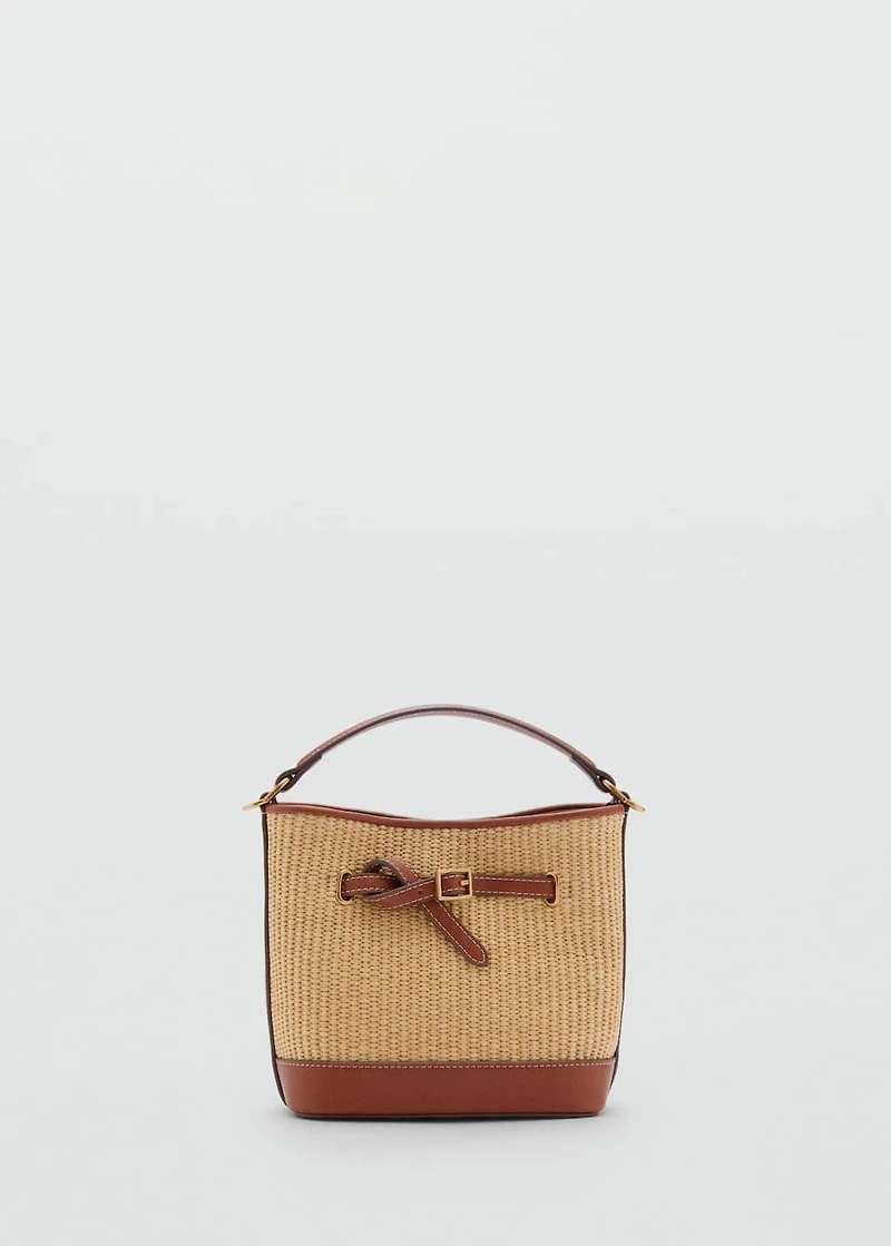 Raffia-effect bucket bag