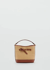 Raffia-effect bucket bag