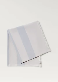 Cotton beach towel with stripes and fringed trim