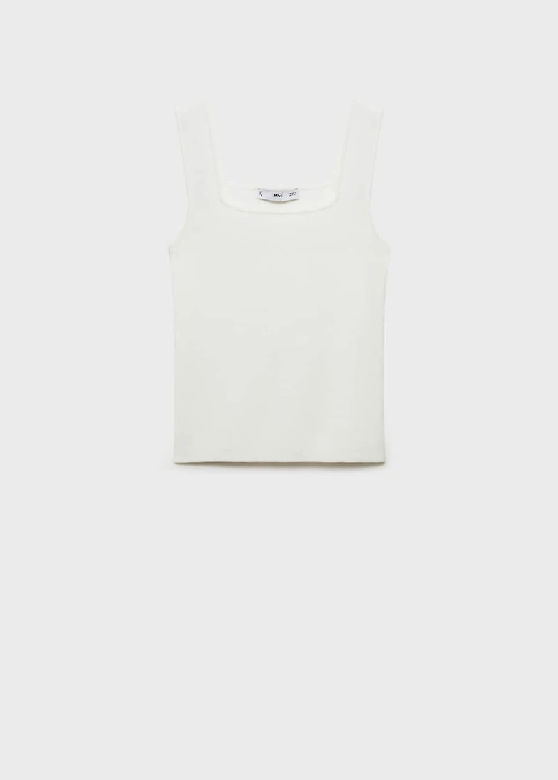 Fine-knit top with low neckline