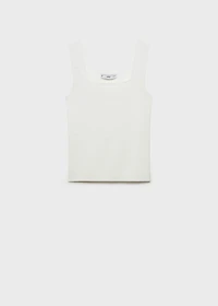 Fine-knit top with low neckline
